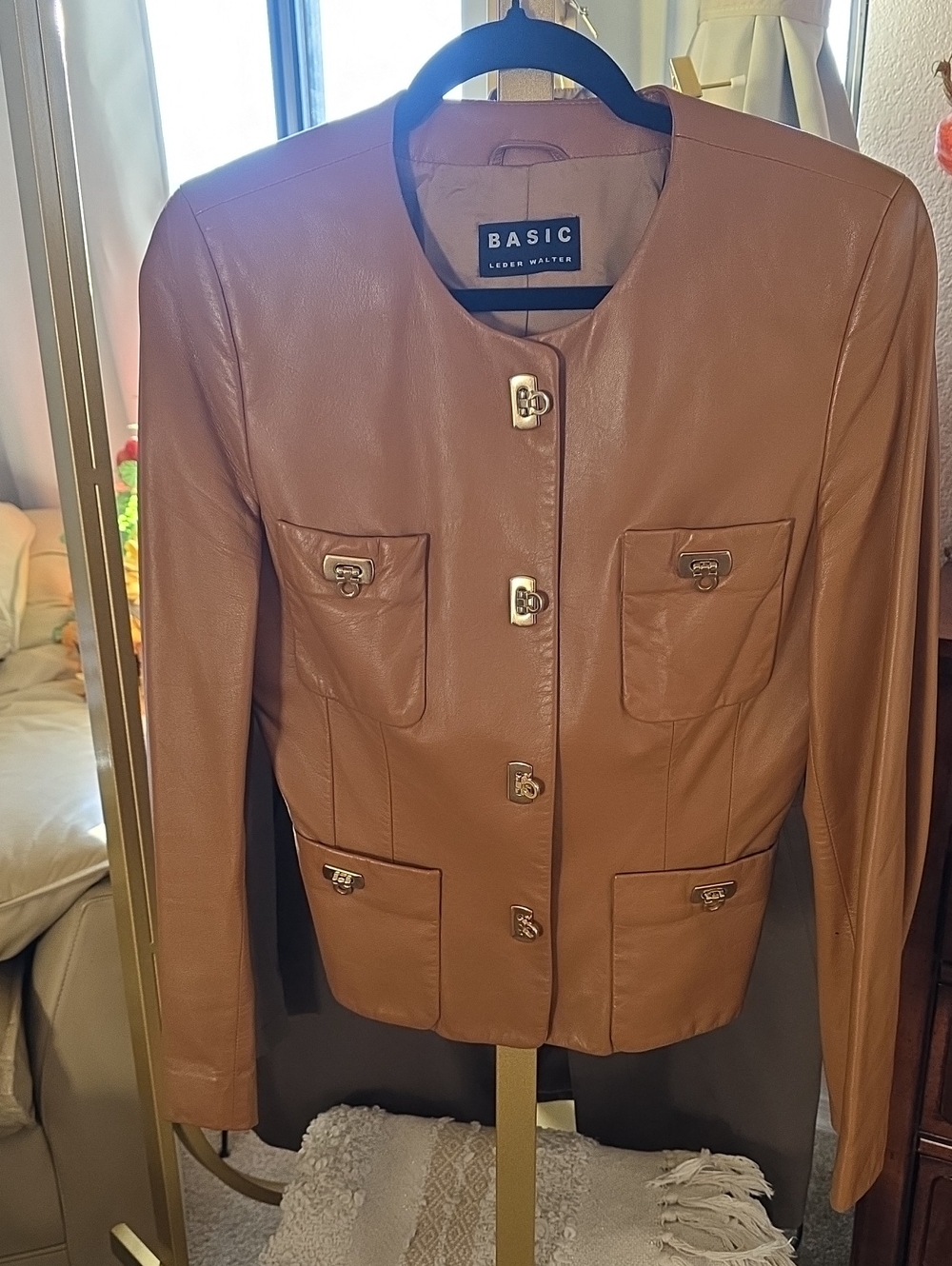 Walter Leder Gruppe Lammnappa Galanz Soft Leather Camel Lady Jacket Gold 38